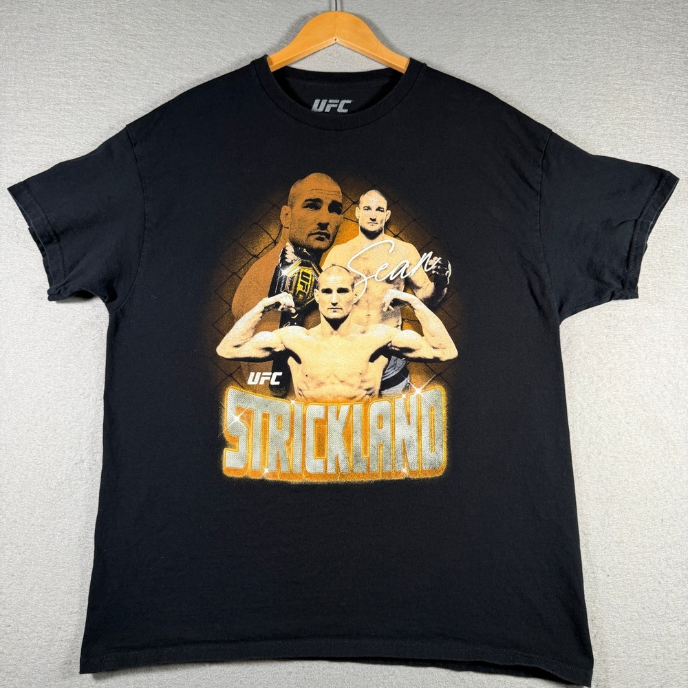 UFC Sean Strickland Mens XL Black Graphic T-Shirt‎ MMA Fighter UFN025AMNFS